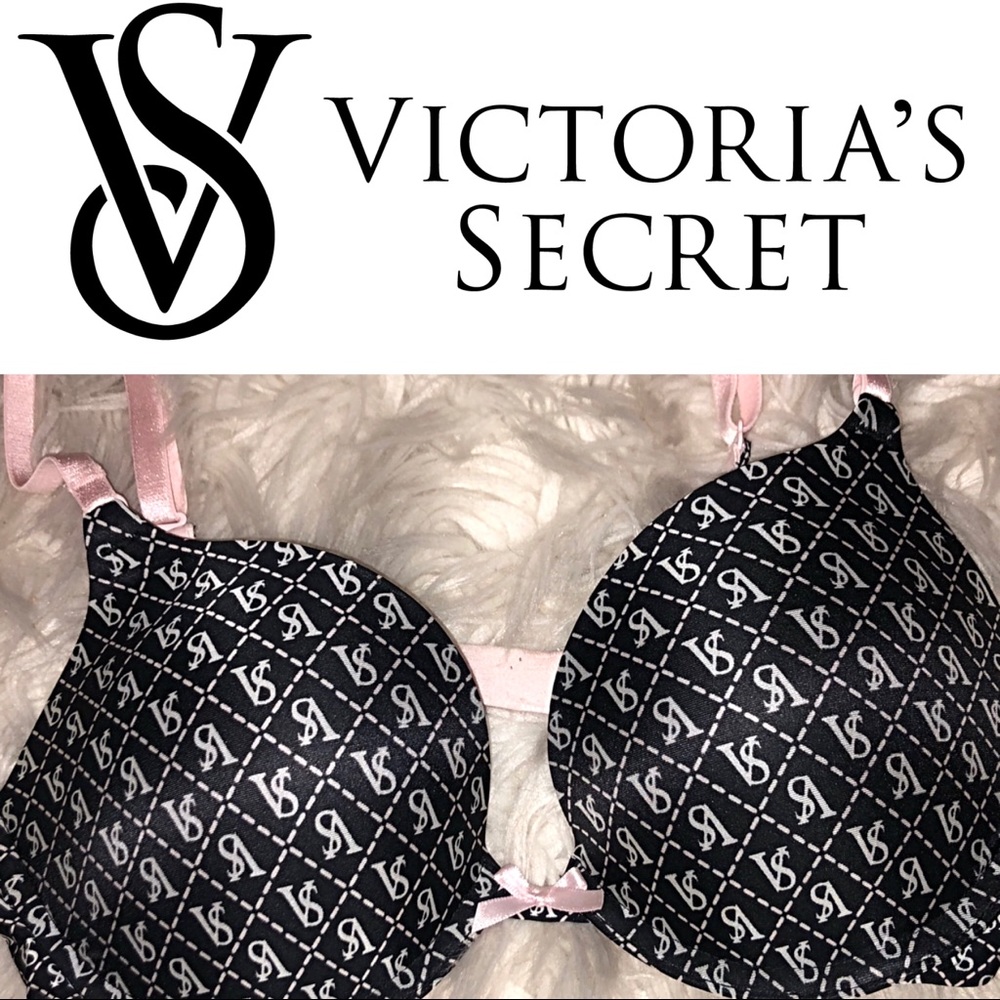 NWOT VS Black Logo Push-Up Bra